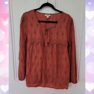 Style & Co Long Sleeve Blouse - Orange Size L